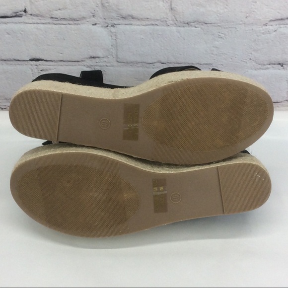 X2B Sandals Women’s Size 10 Black Vegan Suede Platform Wedge Espadrille Strappy - Picture 4 of 10